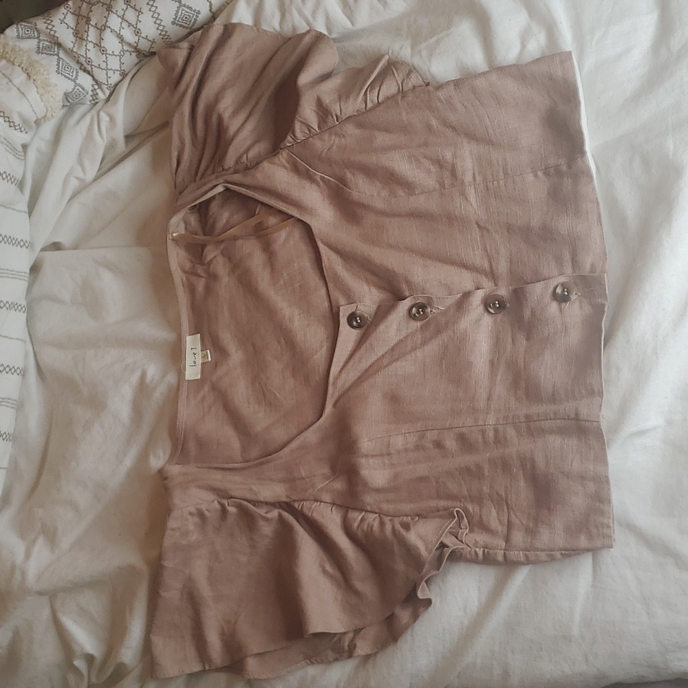 Marshall's brown button down short sleeve blouse